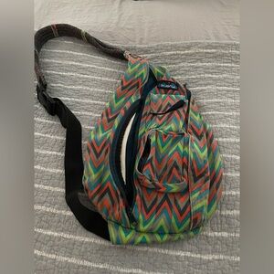 Kavu Rope Bag Wave Chevron Neon Sling Backpack Bag Green Blue Orange Adjustable